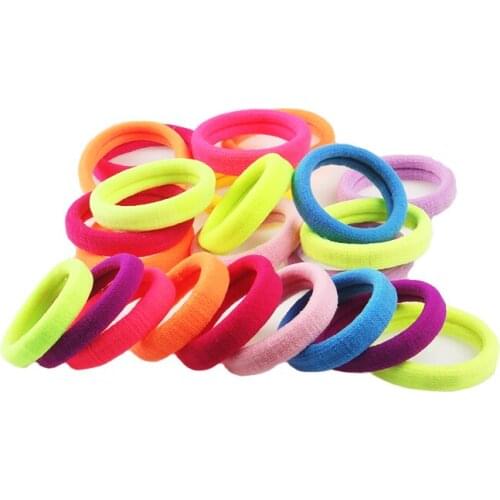 10pcs/lot Candy Colourful Fluorescence Lovely Hair Band High Quality Cotton Rubber Bands Hair Elastics Accessories Girl Women