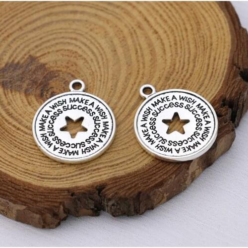 10pcs Antique Silver Plated Make a Wish Charms Pendants for Jewelry Making Earrings Bracelet DIY Handmade Craft Accessories