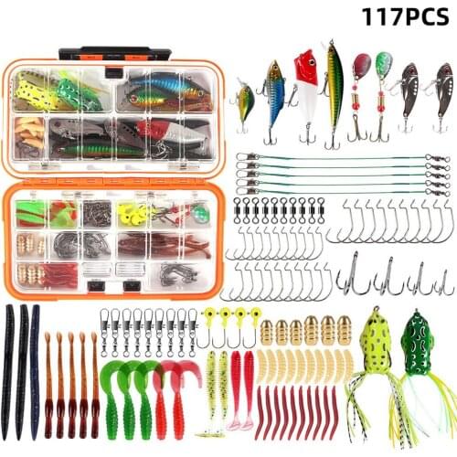 117pcs/set Fishing Lures Baits Tackle Kits High Quality Set with Crankbaits Spinnerbaits Crank Hook Fishing Accessories Set