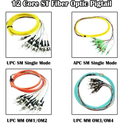 12 Cores 1.5 Meter ST UPC/APC SM/MM Single/Multi Mode Fiber Pigtail Optical FTTH
