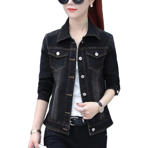 2021 New Short Denim Jackets Women Coat Wash Long Sleeve Vintage Casual Jean Jacket Bomber Denim Coat Plus Size 3Xl 5Xl
