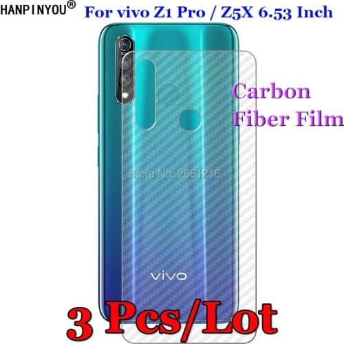 3 Pcs/Lot For vivo Z1 Pro / Z5x 6.53" 3D Non-slip Clear Carbon Fiber Back Film Screen Protector Protective Sticker (Not Glass)