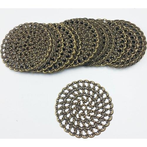 48mm 20pcs Wholesale Filigree crafts Hollow Embellishments Findings,Jewelry Accessories,Bronze Tone ornaments
