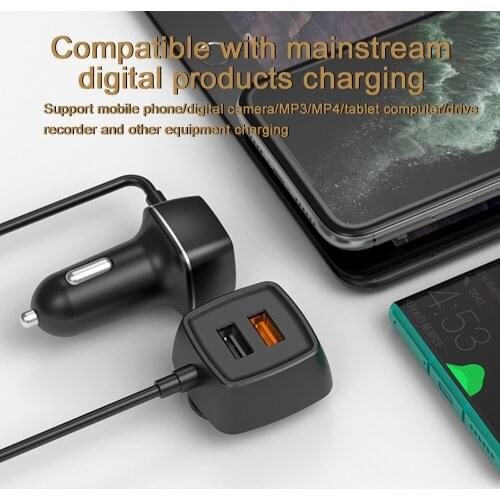 60W 12V-24V QC 4 Ports Universal Power for Front Back Seat Quick Charge Fast Charging Adapter Car Mobile Phone Charger USB