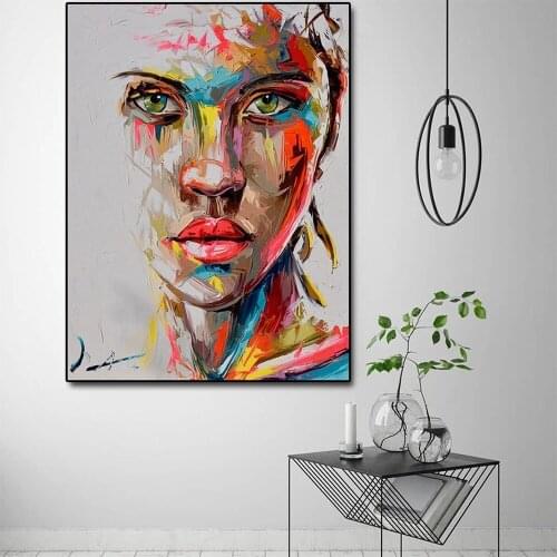Abstract Color Character Spray Oil Painting Modern European Style Wall Art Canvas Pictures for Hotel Living Room Home Decor