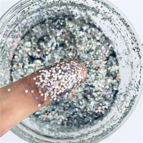 1mm Hexagon Nail Glitter Sequins Power Pailettes PET Ultrathin Sequin Laser for Nail Art Decoration Body Art Nail DIY Decor 10ml