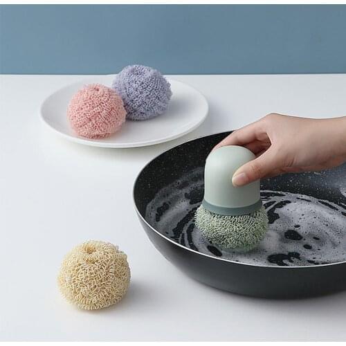 Household Pot Dish Bowl Decontamination Kitchen Cleaning Brush Ball with Handle appliance Dishwashing Kitchen Accessories