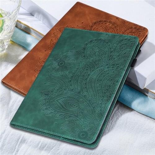 For Huawei MediaPad M5 lite 10 BAH2-W19/L09/W09 10.1" Tablet Case Pocket Solid 3D Flower Embossing Adjustable Protective Cover