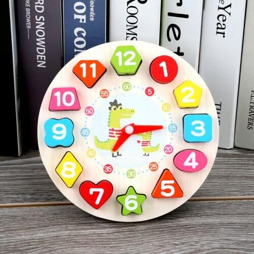 Wooden Early Childhood Educational Puzzle Color Shape Cognitive Cartoon Animal Number Stringing Beaded Building Block Clock Toy