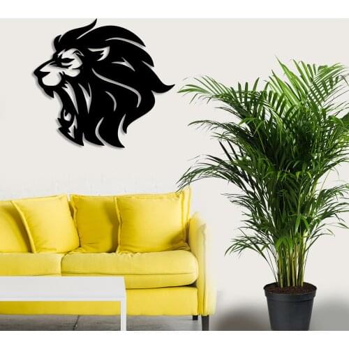 Open Mouth Lion Head Wall Room Home Accessory Wooden Table 50x45cm