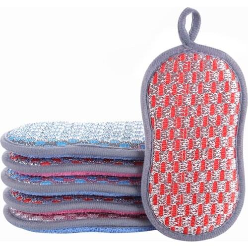 Sponge+nylon Wire Double-sided Kitchen Magic Sponge for Dishwashing Bathroom Kitchen Cleaning Sponge Scrubber Sponges