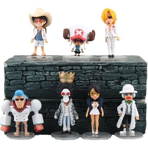 7pcs/set Anime One Piece Rebecca Luff Zoro Ace Nami Brin Perona Chopper Action Figure Q Version PVC Model Collection Toys Gift