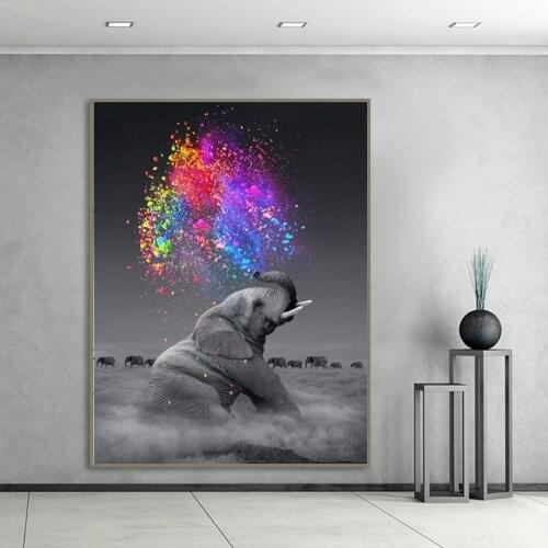 Fantasy Elephant Pop Art Canvas Painting Abstract Animal Posters and Prints Cuadros Wall Art Pictures for Living Room Home Decor