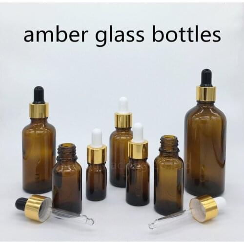 200pcs/lot 5ml, 10ml,15ml,20ml,30ML,50ml,100ml amber Glass Bottle With Dropper Essential Oil Bottle ,Perfume bottle