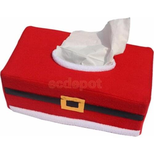 Flannelette Christmas Rectangle Tissue Box Cover Paper Holder Red 25.5X14X9.5 cm
