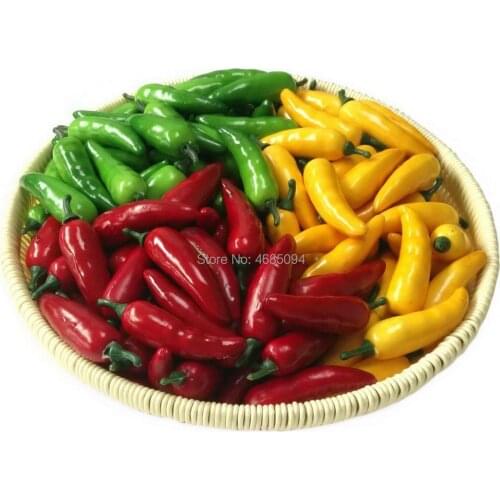 Gresorth 60pcs Artificial MINI Pepper Chili Fake Vegetable Home Kitchen Party Christmas Food Toy Decoration
