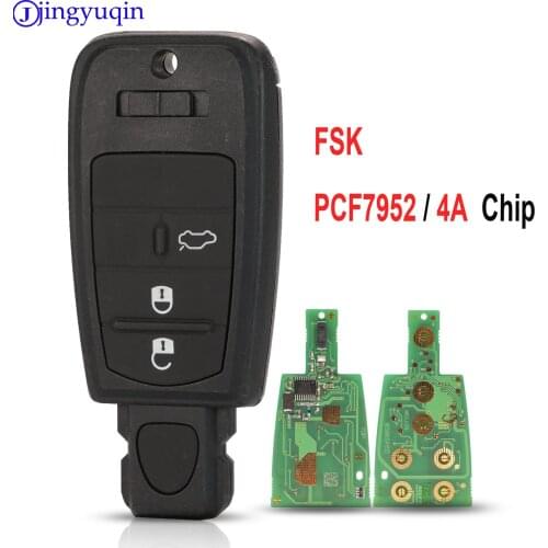 Jingyuqin FSK PCF7952 4A Chip Car Remote Key Control For Fiat Viaggio With Blade 3 Buttons Smart Key