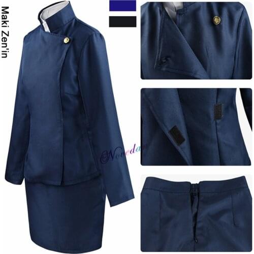 Anime Jujutsu Kaisen Cosplay Costume Maki Zenin Wig Top Skirt Zen in Maki Halloween Christmas Party Uniform Women Men