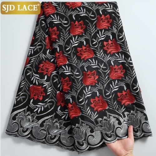 SJD LACE African Dry Lace Fabric 5Yards High Quality Cheap Sale Swiss Voile Lace In Switzerland For Nigerian Wedding Dress A2247