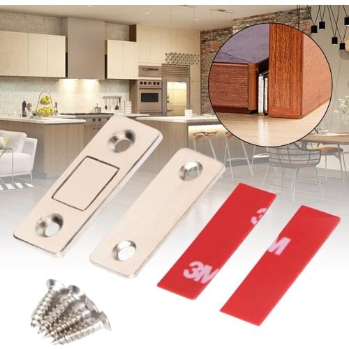 Magnetic Door Closer Punch-free Strong Anti-loose Door Closer Invisible Furniture Cabinet Catch Latch Door Magnetwith Screws