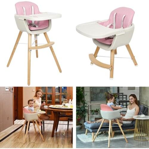 Muti-function Baby High Chair Unfoldable Dining Table Chair Kids Feeding Wood Chair Comfortable and Safe Children Dining Chair