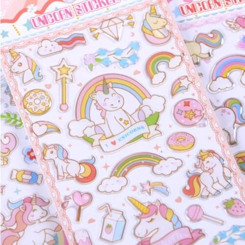 Three-dimensional Crystal Epoxy Stickers Unicorn Cartoon Stickers Mobile Phone Shell DIY Decorative Paste Paper Childrens Toy