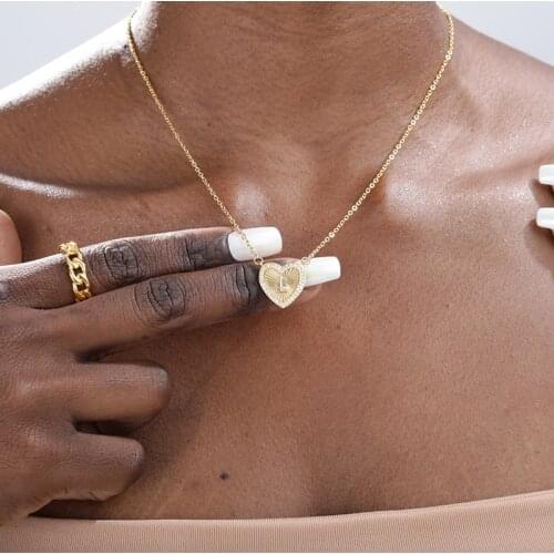 Cute Heart Initial Necklace For Women Gold Sliver Color Zircon Heart Letter Name Choker Necklace Collier Jewelry Bijoux Femme