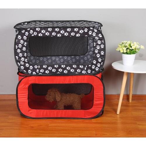 Portable Folding Rectangular Pet Tent Dog House Cage Playpen Puppy Kennel Fence Outdoor Car Travel Mesh Tent For Small Dogs Cats