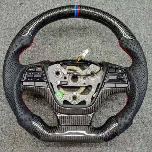 Perforated Leather Carbon Fiber Steering Wheel Sprort Car Volante Esportivo Fit For Hyundai Elantra