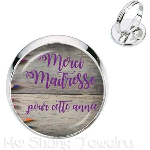 Teachers Gifts Handmade Glass Cabochon Super Maitresse Rings Merci Maitresse Jewlery For Women Girls Best Gift