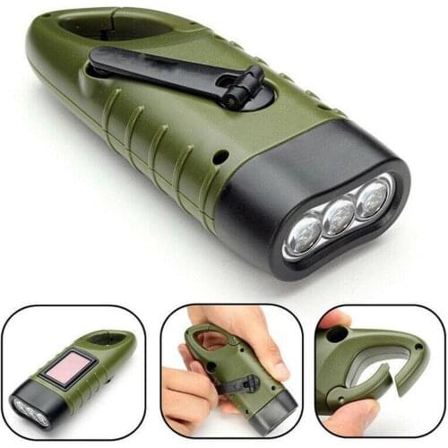 Keychain Portable Solar Energy Manual Power Generation LED Flashlight Emergency Torch Lamp Camping Lantern Energy Saving Light