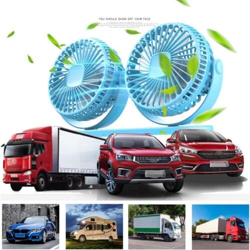 Portable Mini Car Fan 360 Degree All-Round Adjustable Auto Air Cooling Dual Head 3 Gears Fans Quiet Small Desktop Fan 25.5x11cm