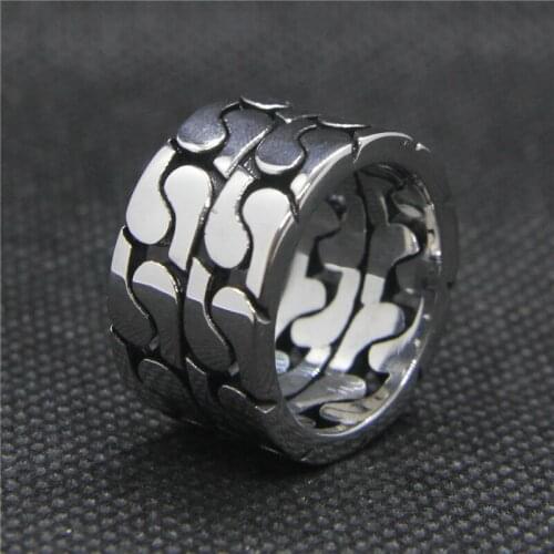 Drop Ship 7-13 Classic Double Chain Ring 316L Stainless Steel Party Mens Biker Ring