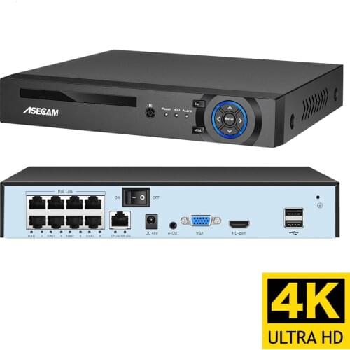 4k Ultra HD POE NVR Video Recorder Onvif H.265 48V IP Camera CCTV System P2P Network Security Surveillance Camera
