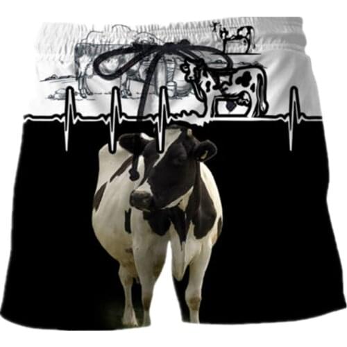 New fashion summer beach pants animal cow dog 3D full print casual shorts unisex Harajuku street sports shorts