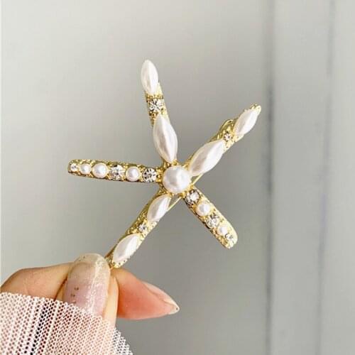 Rhinestone Pearl Starfish Hairpin Barrettes For Women Girls Hair Clips Bridal Headpiece Fashion ​Hair Styling Tool Accessories