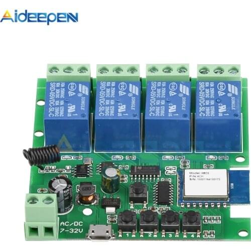Smart Wifi Relay Switch 4 Channel Relay Smart Home Wifi Module DC 5V 12V 24V 32V Wireless Switch Timer 433MHz Remote Control