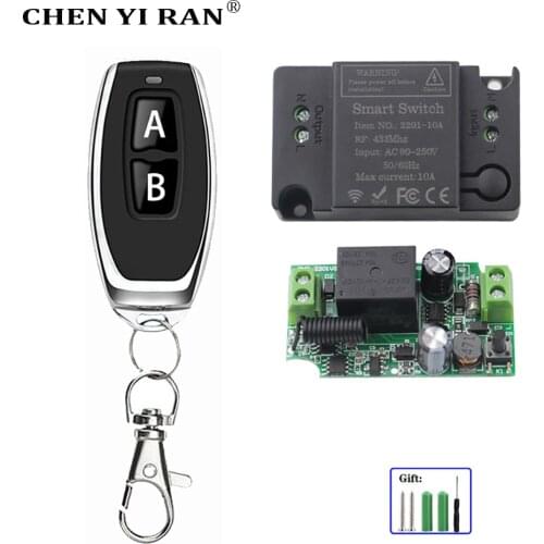 433MHz Universal Wireless RF Remote Control Fan Lamp Light Switch 10A Relay Output Radio AC 220V 1CH Receiver Module Transmitter