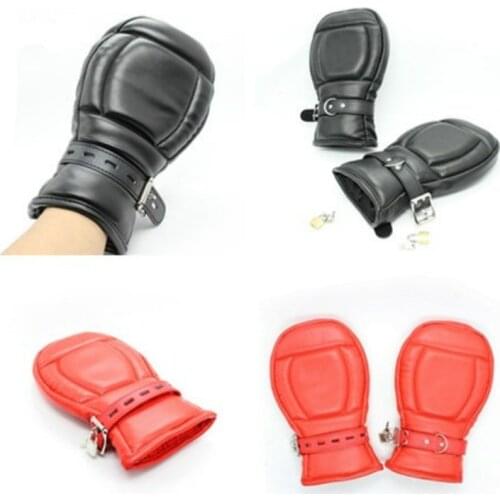 Bondage Fetish Paddle Mittens Lockable Gloves Dog Paw Palm Sensory Deprivation Padded Fist Mitts,Pet Role Play Accessories