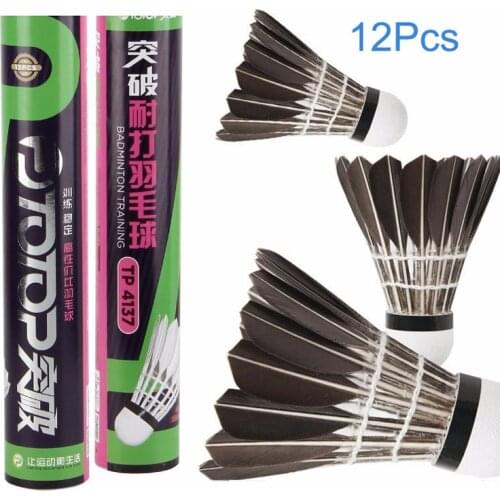 12pcs Badminton Shuttlecock Black and White Goose Board Feather Flying Stability Durable badminton led airshuttle feathers fly