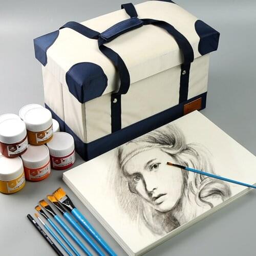 Art Supplies Toolbox Large Multi-functional Foldable Portable Gouache Pigment Fabric Storage Box For Beginners Art Examination