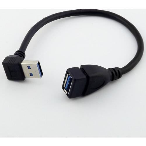 10pcs USB 3.0 Type A Male Up Angled to USB 3.0 A Female Data Extension Adapter Cable 24cm