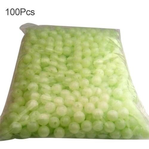 100Pcs/Bag Luminous Beads Multi-use Bright-colored Plastic Night Luminous Beads for Fishing Soft Rubber Rig Lure Accessories