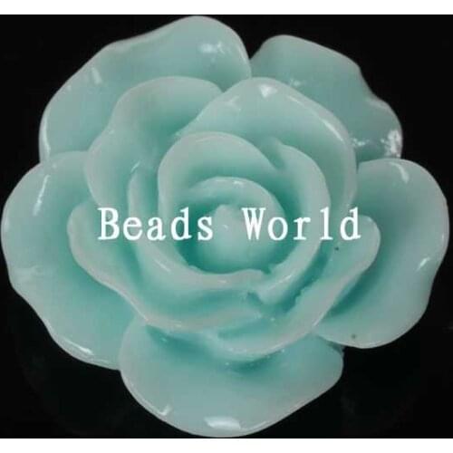 100 Pcs Lightblue Rose Flower Resin Flatback Cabochon Scrapbook Decoration 15mm(W06000 X 1)