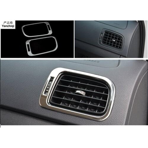 2pcs/lot Car stickers Stainless steel front both side air conditioner outlet decoration for 2011-2017 Volkswagen VW POLO