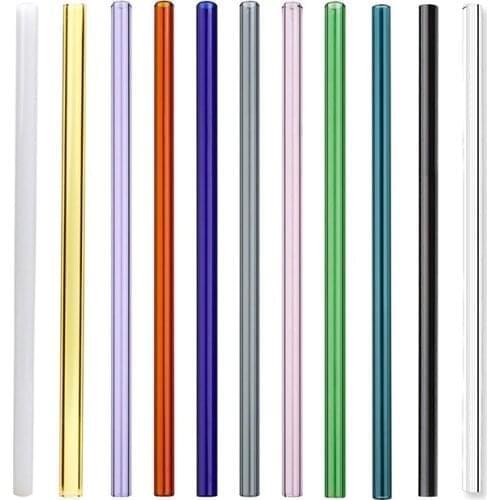200Pcs/Lot 4 Size Colorful Special Fine Glass Straight Drinking Glass Straws Reusable Eco-friendly Wholesale