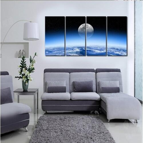 2016 top HD home deco art bright moon in the universe Decor Landscape Oil Painting on canvas living room backdrop wallpaper