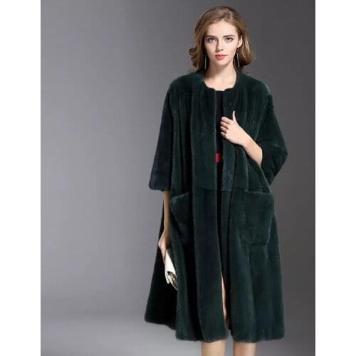 2021 Big Brand women length 110cm bust 150cm 100% natural mink fur coat style lady high quality Imported winter fur coat