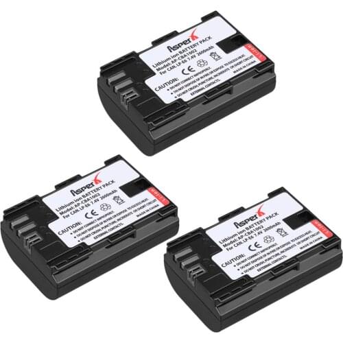 3pcs For Canon LP-E6 LP E6 LP-E6N 2600mAh Camera Batteria For Canon EOS 5DS R 5D Mark II 3 5D Mark III 6D 7D 60D 60Da 70D LP E6