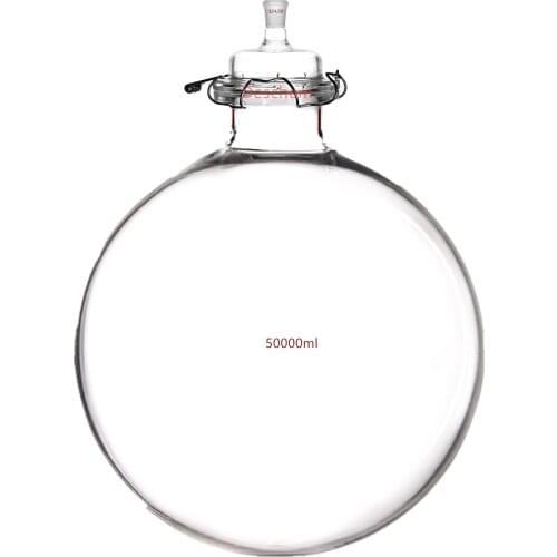 50000ml 24/29 Glass Reaction Kettle 1-Neck 50L Lab Reactor W/Steel Clamp & Single Neck Lid